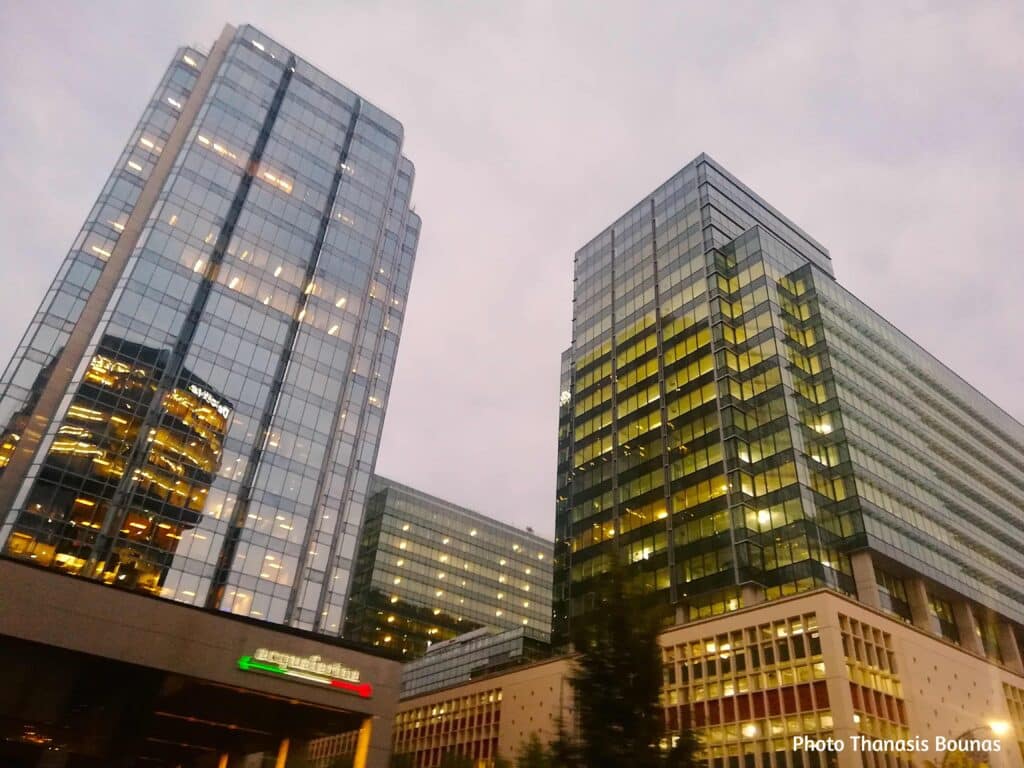 Glass and Silence The Modern Pulse of Downtown Vancouver Photo Thanasis Bounas