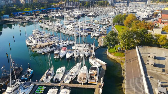 Granville Island from Granville Bridge A Sunlit View That Captures the Spirit of Vancouver - Photo By thanasis Bounas