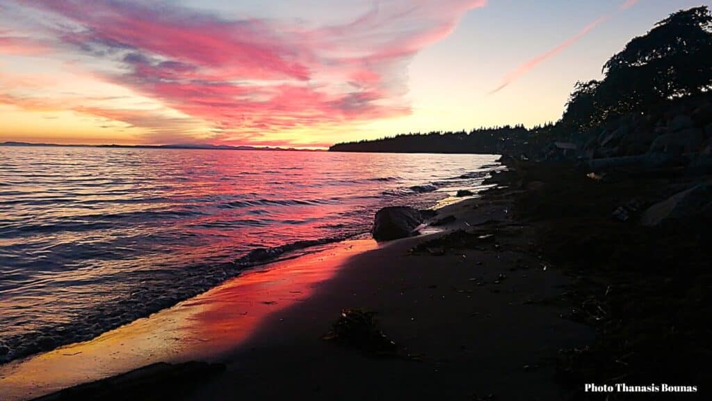 Sunset Serenity at White Rock Beach A Golden Hour by the Sea - Photo By Thanasis Bounas