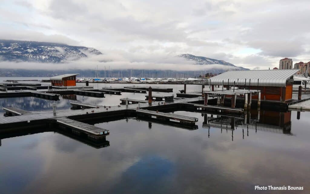 Winter Stillness on Kelowna's Marina Pier - Photo Thanasis Bounas