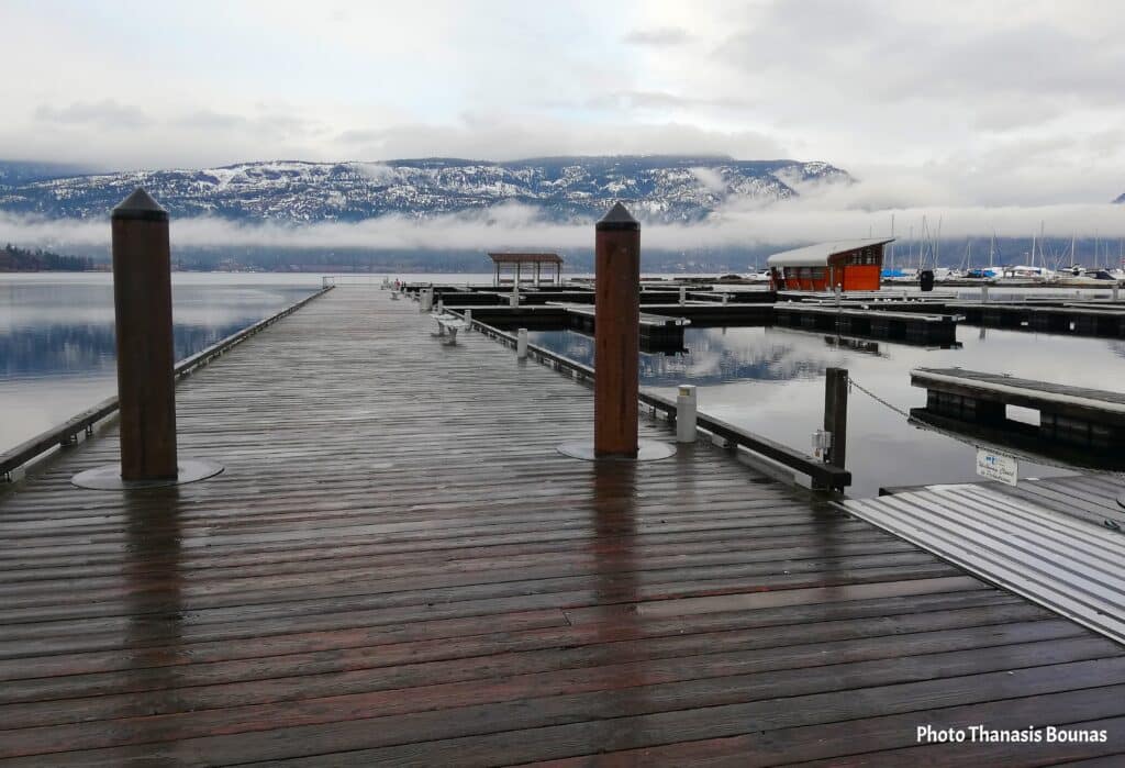 Winter Stillness on Kelowna's Marina Pier - Photo Thanasis Bounas